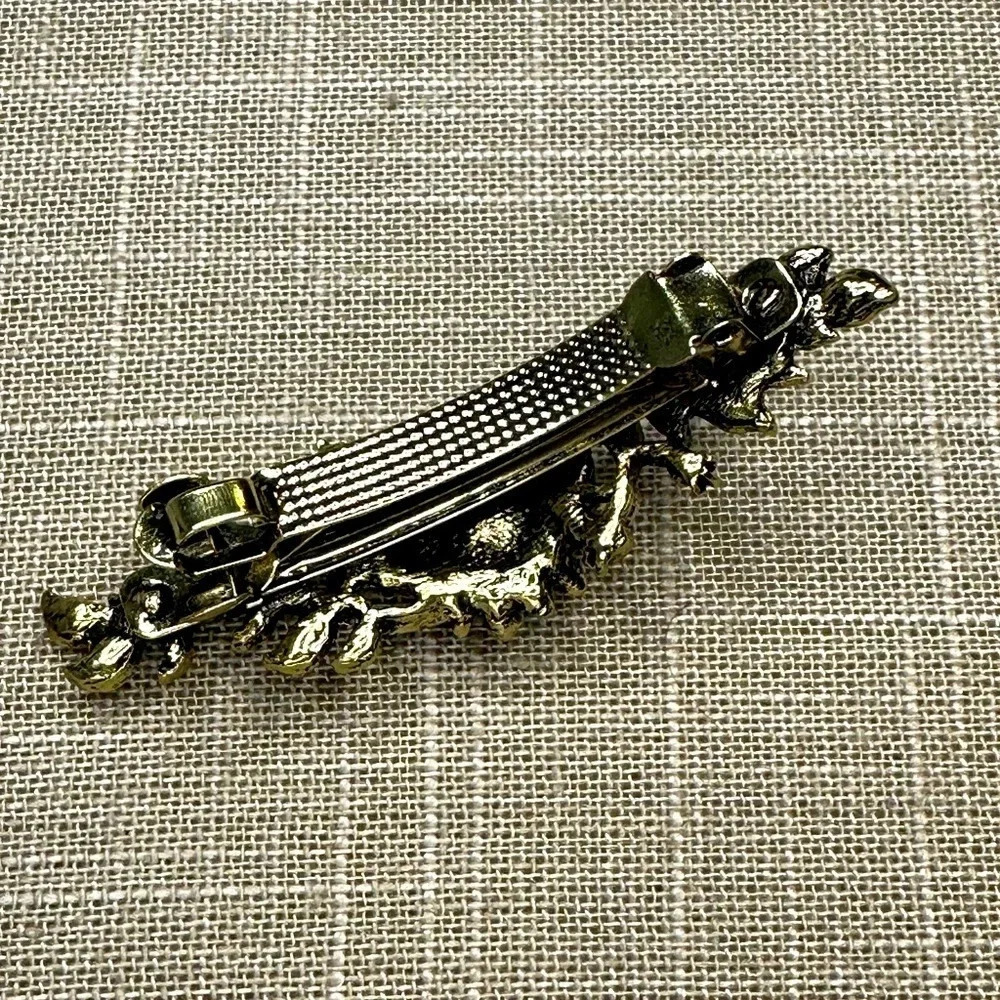 Light Green Peridot AB Floral Crystal Rhinestone Medium Barrette Hair Clip - Picture 8 of 11